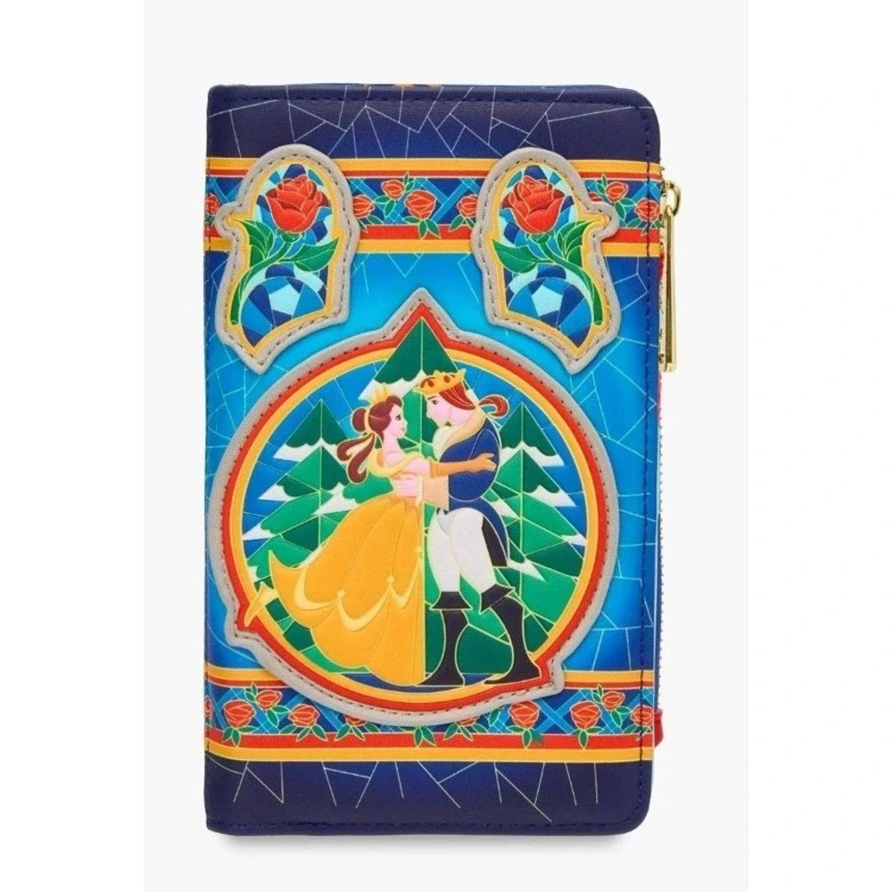 NWT Loungefly‎ Disney Beauty And The Beast Stained Glass Backpack & WALLET